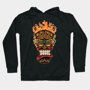 Tiki Mask with Orange Fire Hoodie